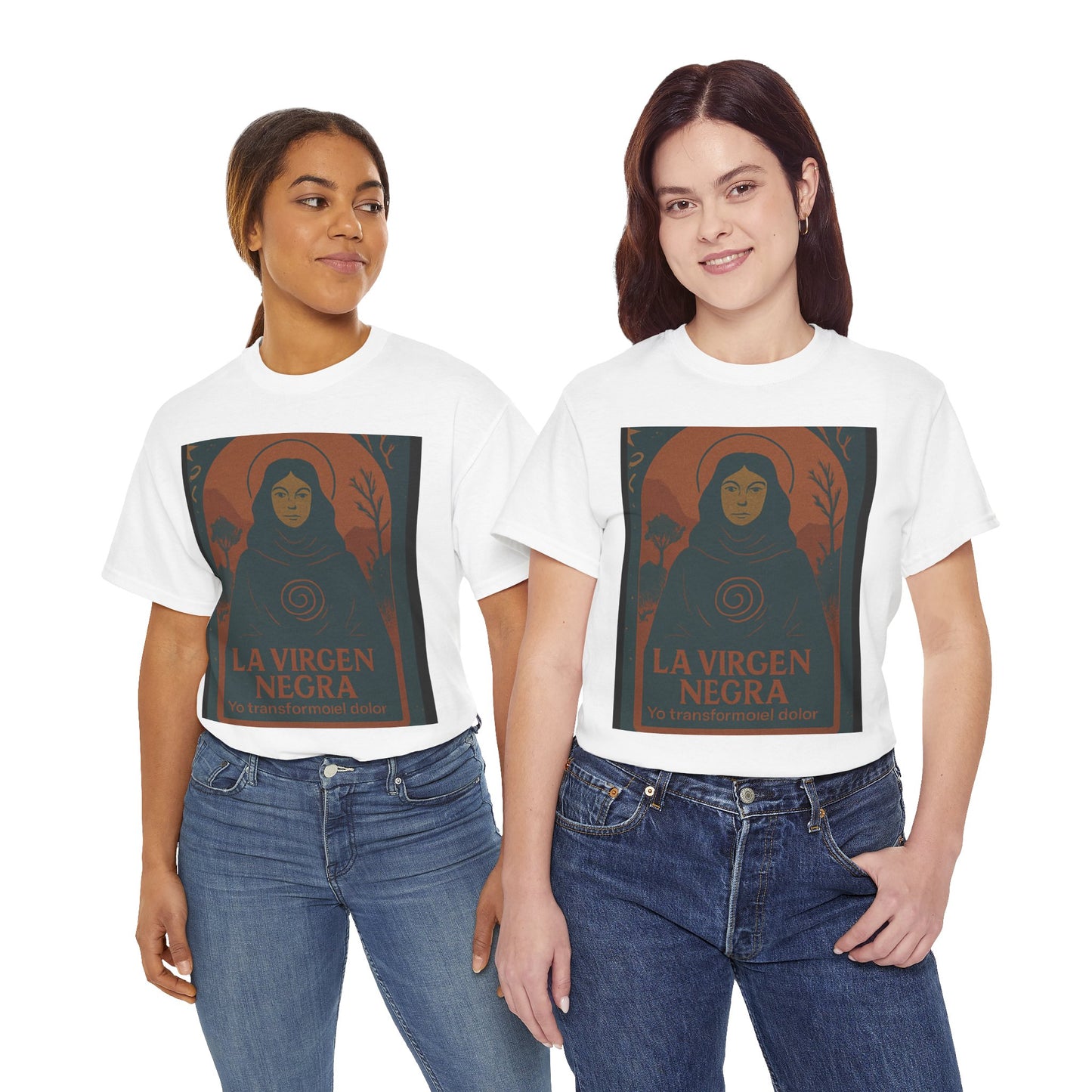The Black Virgin, Spiritual Oracle Phrase – Mystical Fashion 2025- Unisex Heavy Cotton Tee, Spiritual T-Shirt, Gift for Her, Inspirational Tee, Religious Apparel, Casual Wear