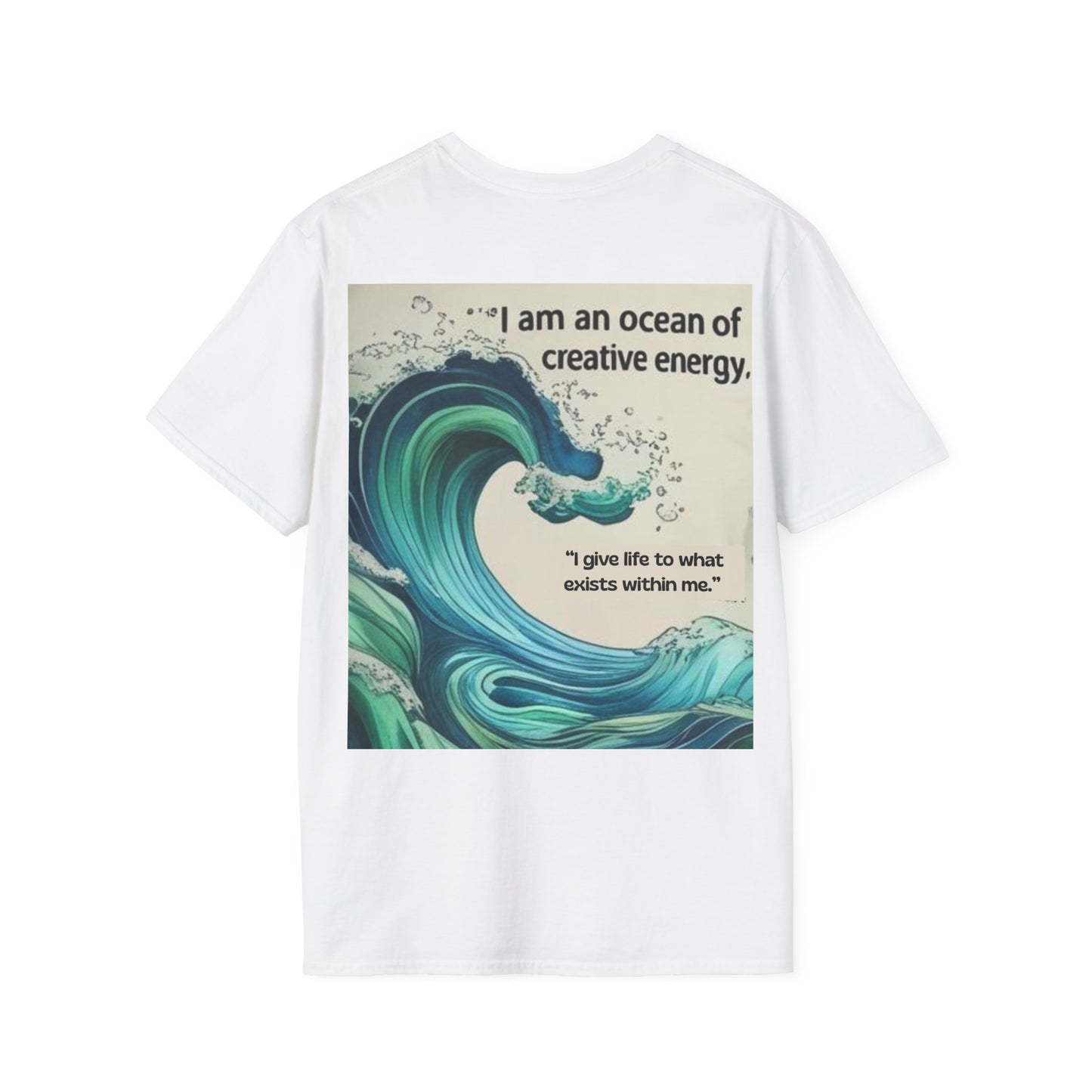 Camiseta energética mujer | Soy un océano de energía creativa | Ropa espiritual positiva Creative Energy Ocean Waves T-Shirt | Artistic Quote Tee | Inspirational Gift for Dreamers, Art Lovers, Relaxed Vibes, Beachwear