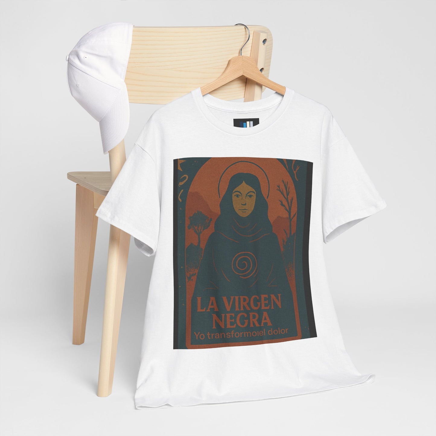 The Black Virgin, Spiritual Oracle Phrase – Mystical Fashion 2025- Unisex Heavy Cotton Tee, Spiritual T-Shirt, Gift for Her, Inspirational Tee, Religious Apparel, Casual Wear
