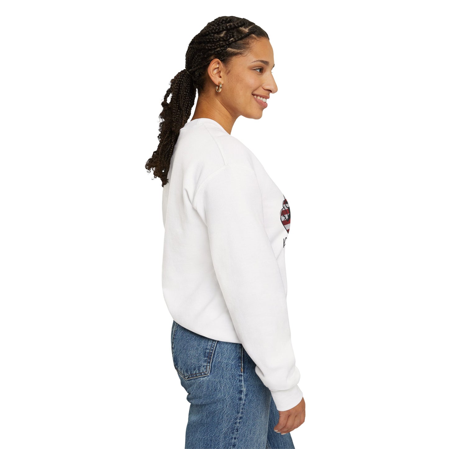 Peace, Love, Freedom Sweatshirt – Unisex Patriotic Crewneck for USA Style - Constellia Group