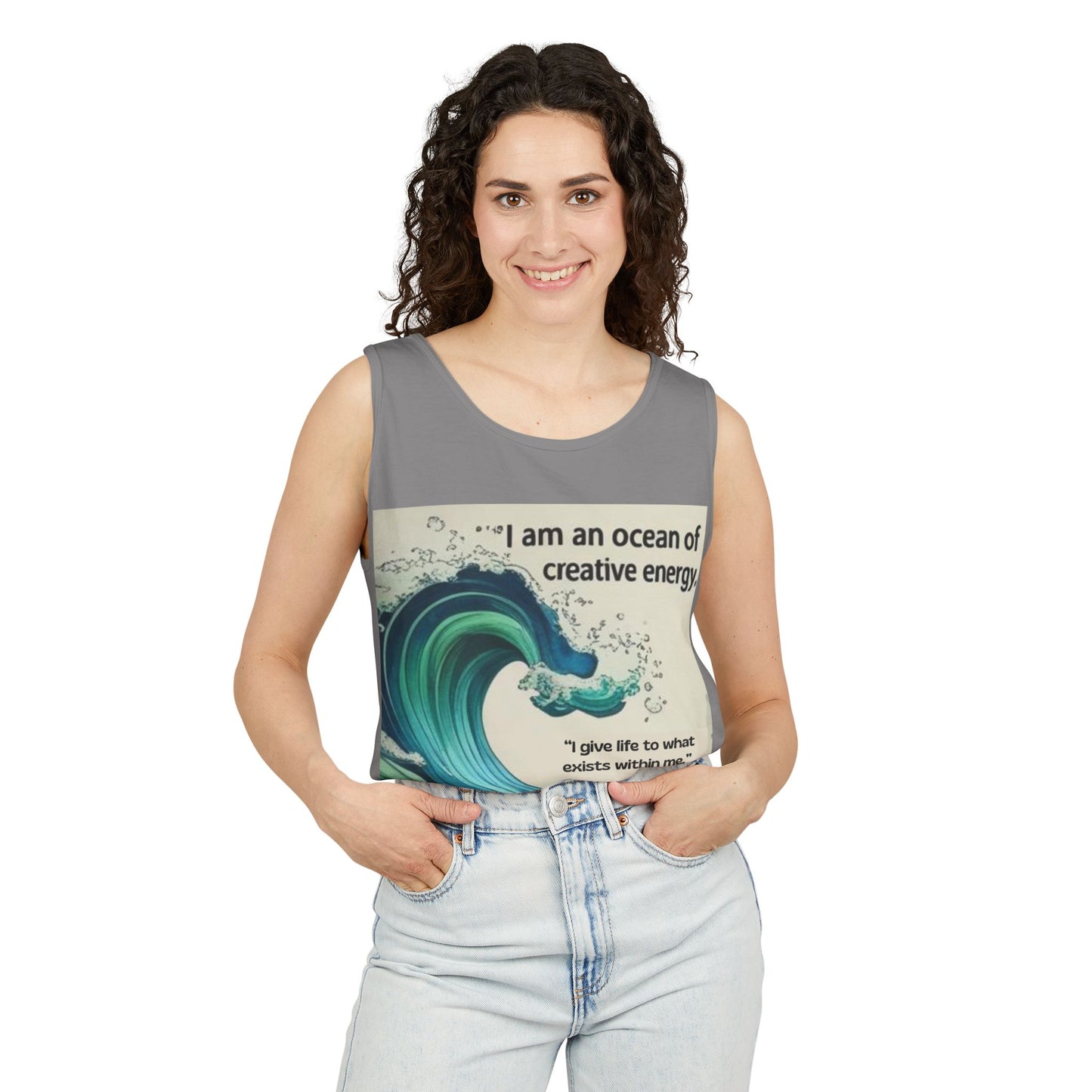 Camiseta energética mujer | Soy un océano de energía creativa | Ropa espiritual positiva Descripción:Ocean of Creative Energy Tank Top, Inspirational Gift, Summer Clothing, Artistic Apparel, Beachwear, Motivational Tank