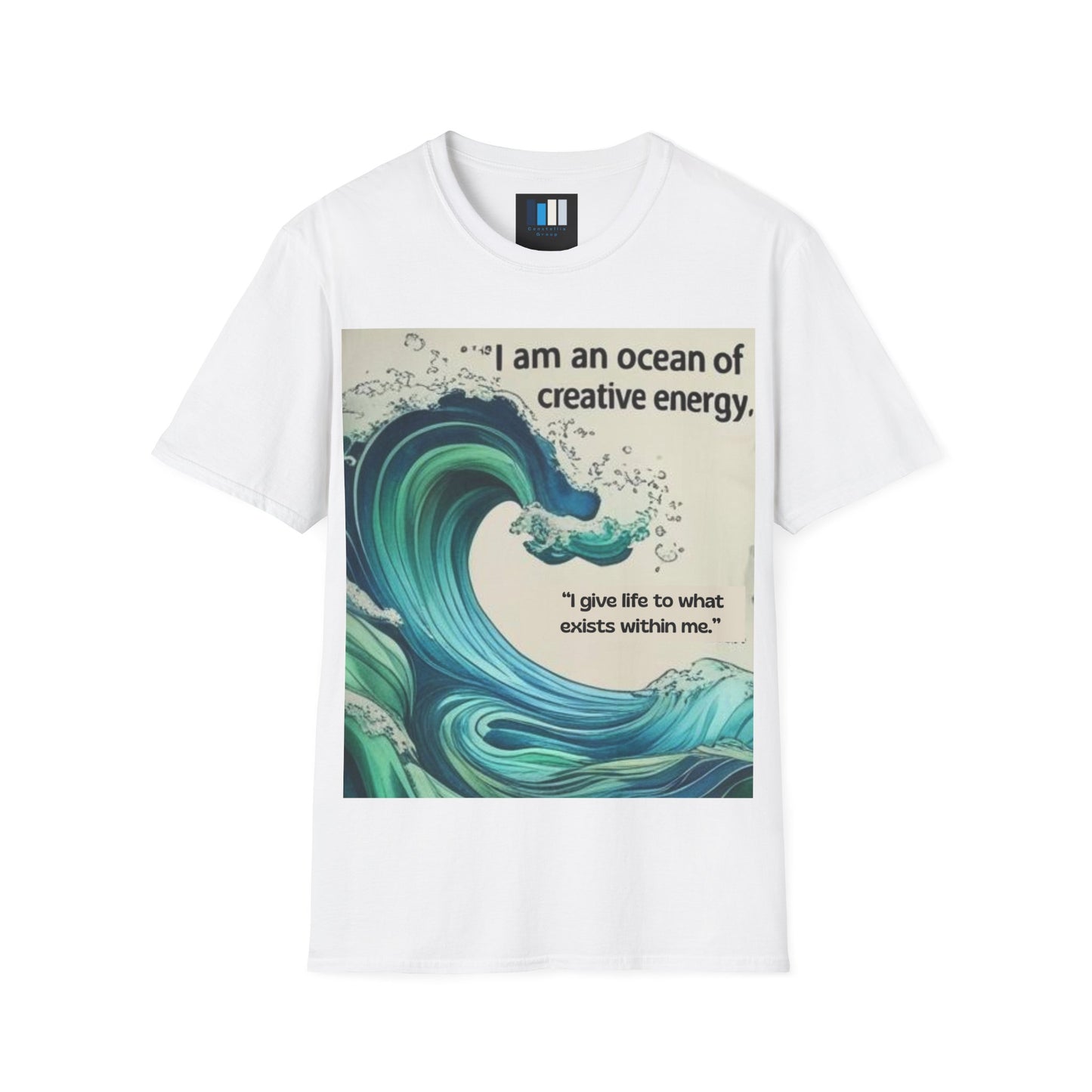 Camiseta energética mujer | Soy un océano de energía creativa | Ropa espiritual positiva Creative Energy Ocean Waves T-Shirt | Artistic Quote Tee | Inspirational Gift for Dreamers, Art Lovers, Relaxed Vibes, Beachwear