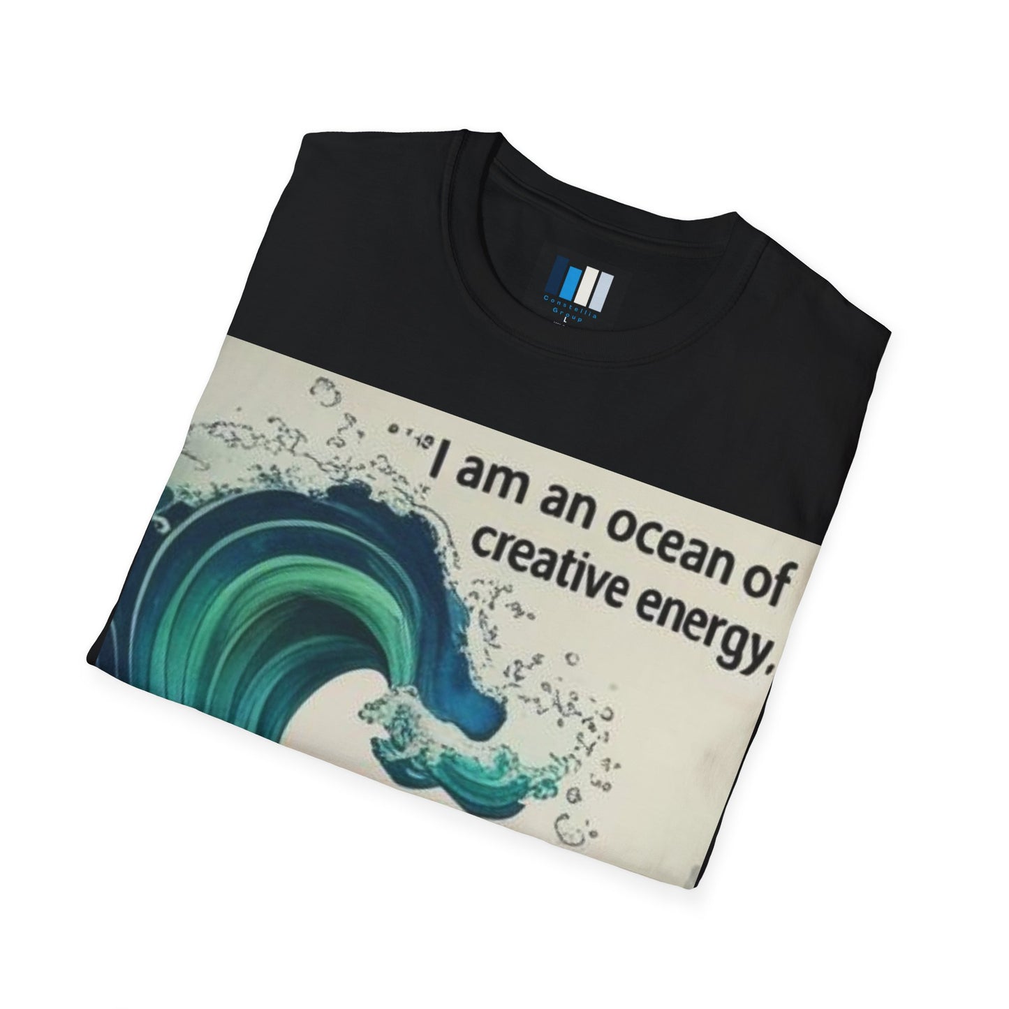Camiseta energética mujer | Soy un océano de energía creativa | Ropa espiritual positiva Creative Energy Ocean Waves T-Shirt | Artistic Quote Tee | Inspirational Gift for Dreamers, Art Lovers, Relaxed Vibes, Beachwear