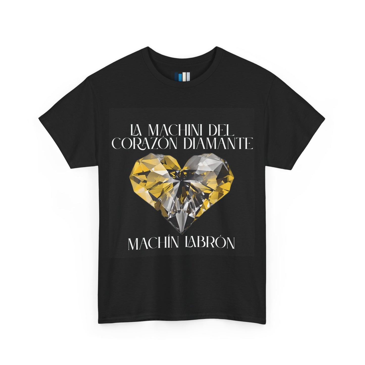 Machin Labrón T-shirt – Spiritual oracle phrase – Mystical fashion 2025/Diamante Heart Graphic Tee, Unisex Cotton T-Shirt, Gift for Music Lovers, Inspirational Quote Shirt, Casual Wear