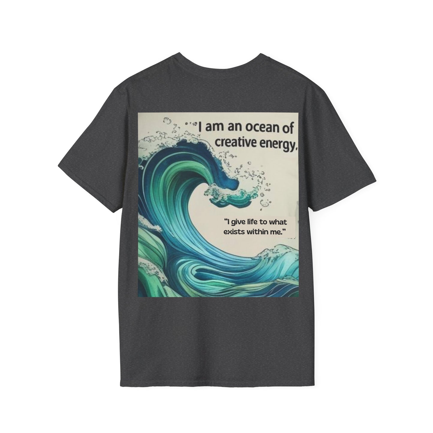 Camiseta energética mujer | Soy un océano de energía creativa | Ropa espiritual positiva Creative Energy Ocean Waves T-Shirt | Artistic Quote Tee | Inspirational Gift for Dreamers, Art Lovers, Relaxed Vibes, Beachwear