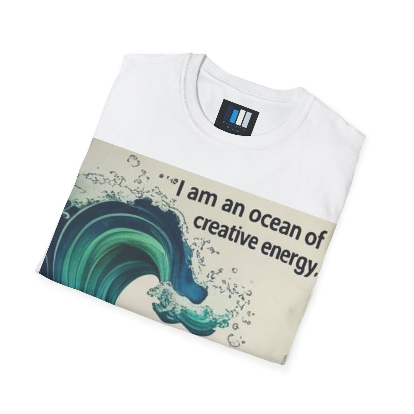 Camiseta energética mujer | Soy un océano de energía creativa | Ropa espiritual positiva Creative Energy Ocean Waves T-Shirt | Artistic Quote Tee | Inspirational Gift for Dreamers, Art Lovers, Relaxed Vibes, Beachwear