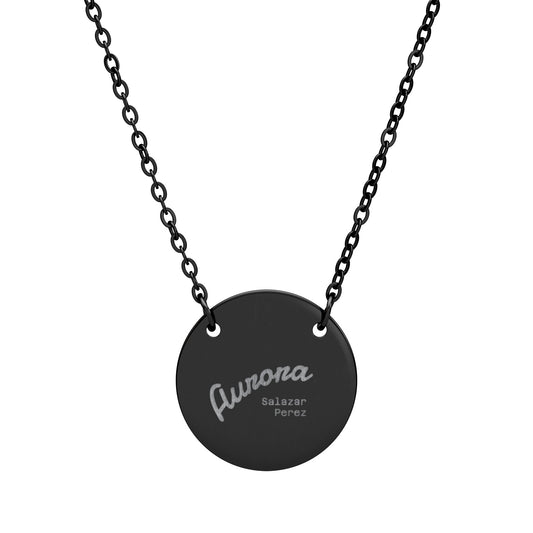 Engraved Circle Necklace — Personalized Script Name Pendant