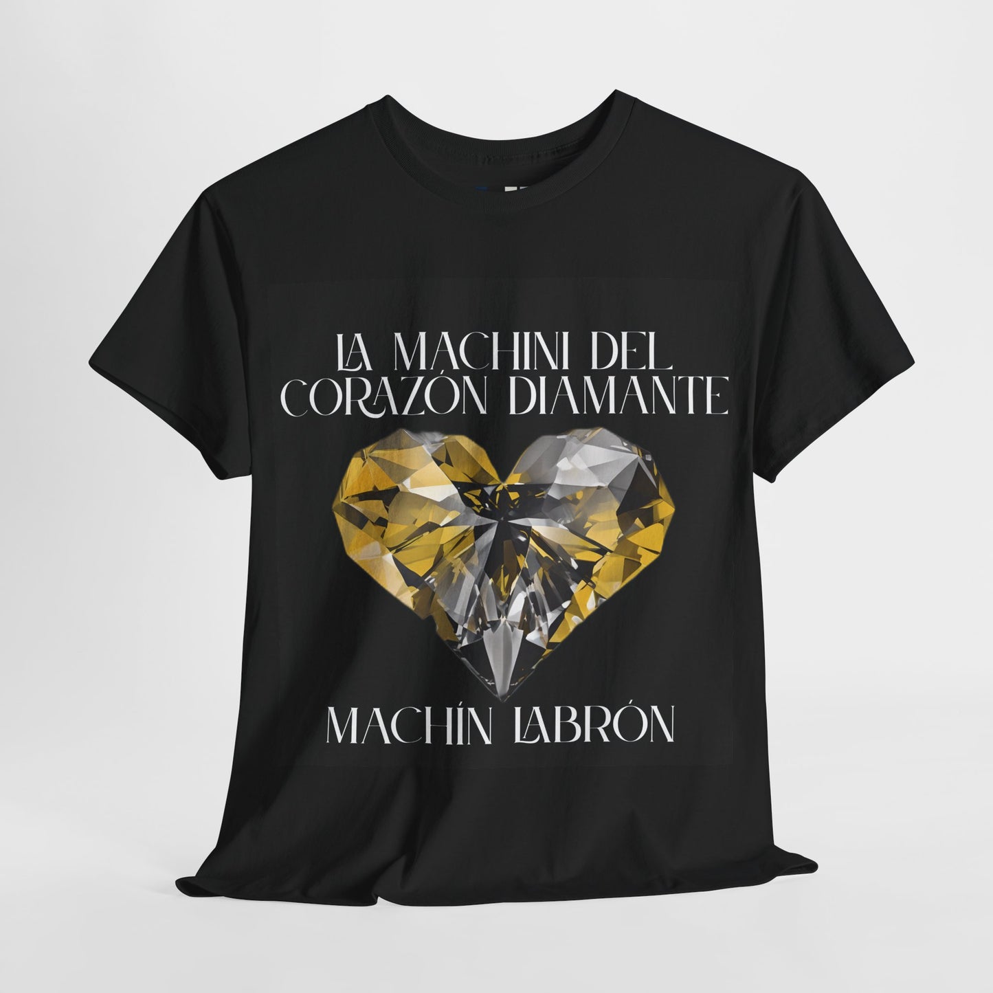 Machin Labrón T-shirt – Spiritual oracle phrase – Mystical fashion 2025/Diamante Heart Graphic Tee, Unisex Cotton T-Shirt, Gift for Music Lovers, Inspirational Quote Shirt, Casual Wear