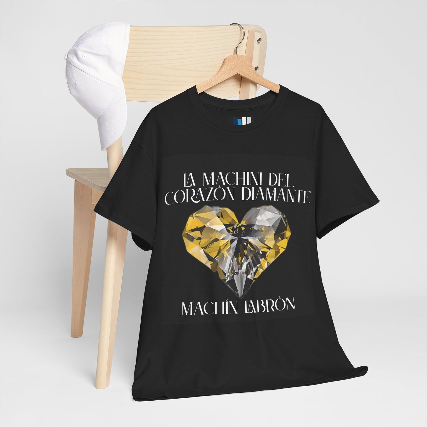 Machin Labrón T-shirt – Spiritual oracle phrase – Mystical fashion 2025/Diamante Heart Graphic Tee, Unisex Cotton T-Shirt, Gift for Music Lovers, Inspirational Quote Shirt, Casual Wear