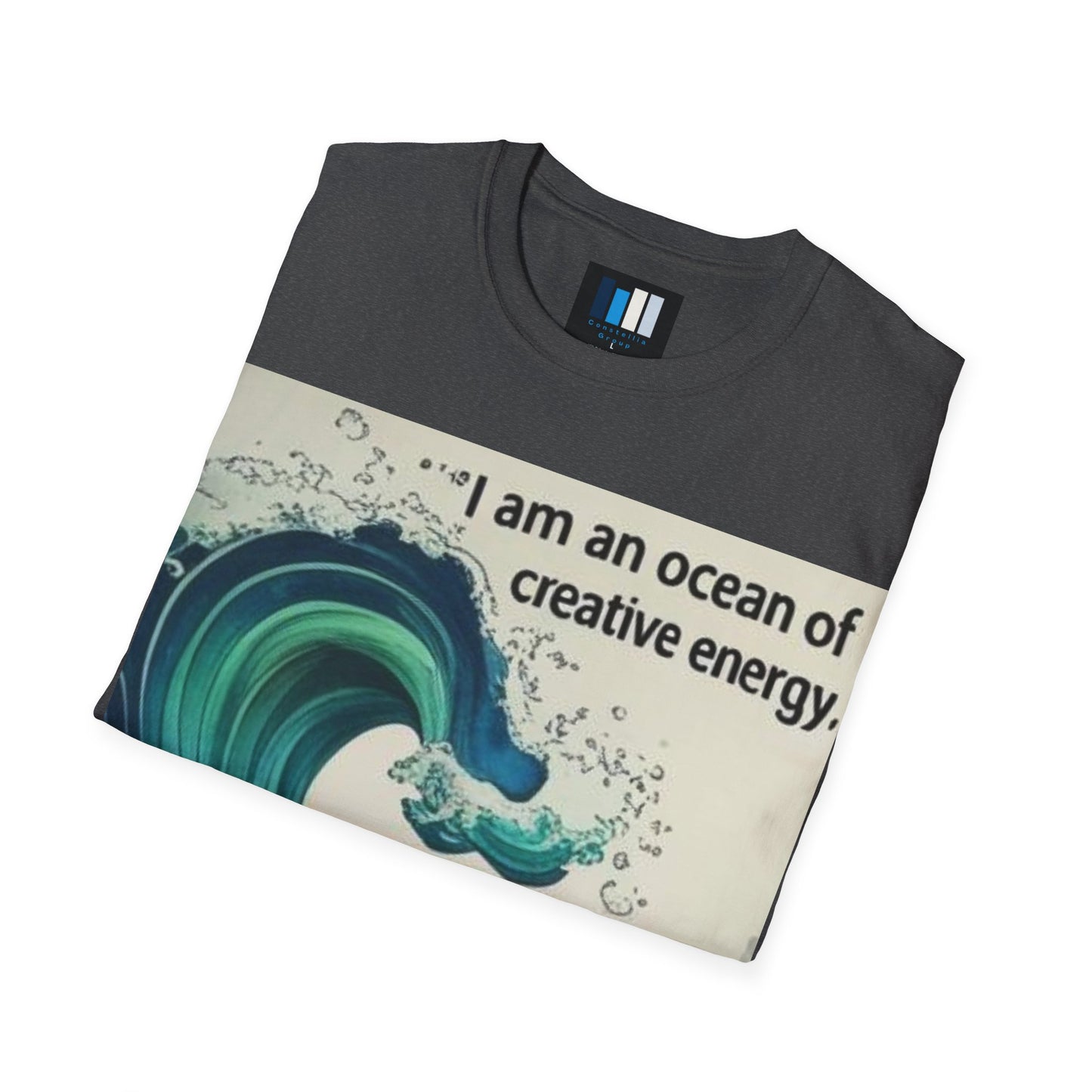 Camiseta energética mujer | Soy un océano de energía creativa | Ropa espiritual positiva Creative Energy Ocean Waves T-Shirt | Artistic Quote Tee | Inspirational Gift for Dreamers, Art Lovers, Relaxed Vibes, Beachwear
