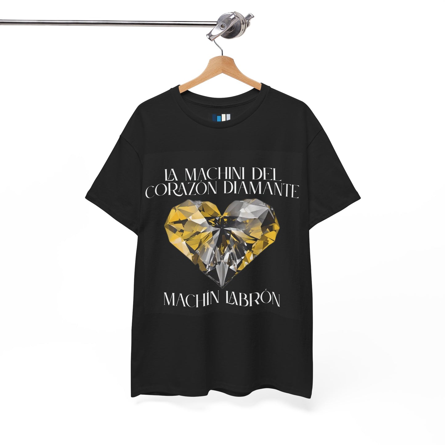 Machin Labrón T-shirt – Spiritual oracle phrase – Mystical fashion 2025/Diamante Heart Graphic Tee, Unisex Cotton T-Shirt, Gift for Music Lovers, Inspirational Quote Shirt, Casual Wear