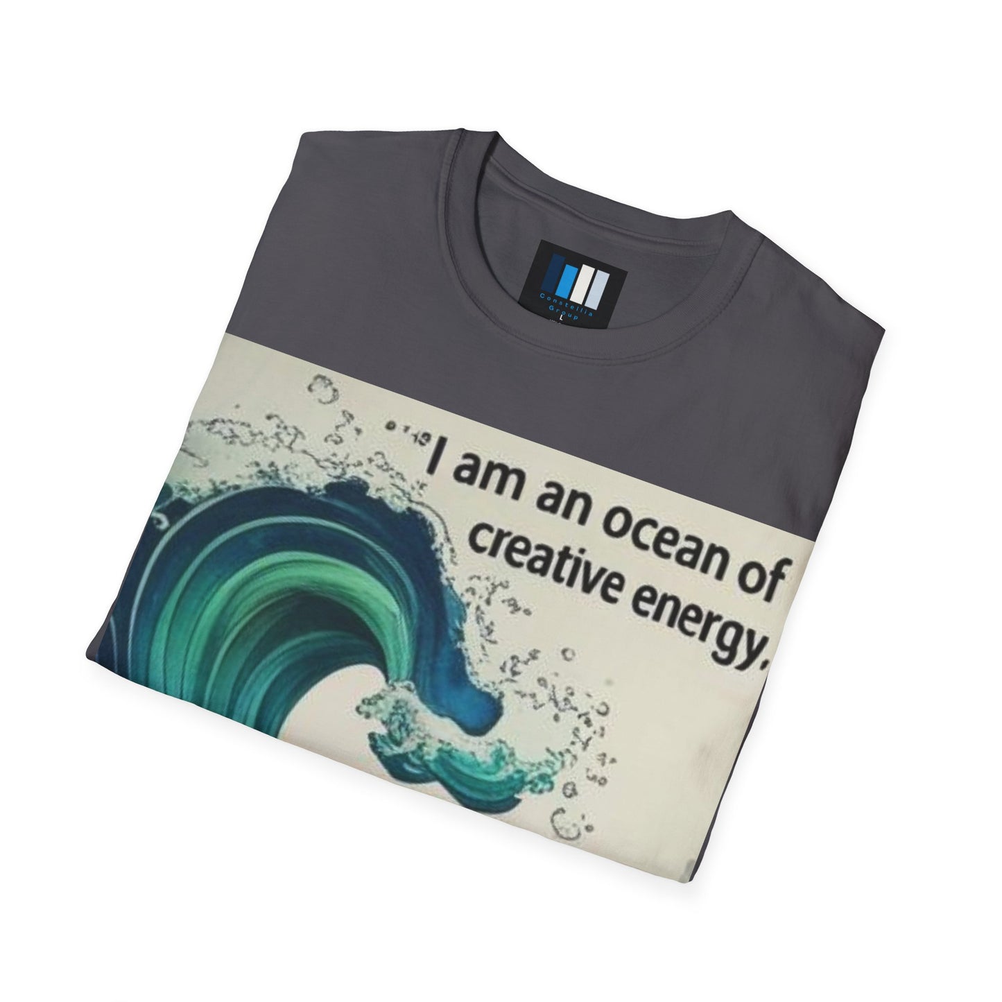 Camiseta energética mujer | Soy un océano de energía creativa | Ropa espiritual positiva Creative Energy Ocean Waves T-Shirt | Artistic Quote Tee | Inspirational Gift for Dreamers, Art Lovers, Relaxed Vibes, Beachwear