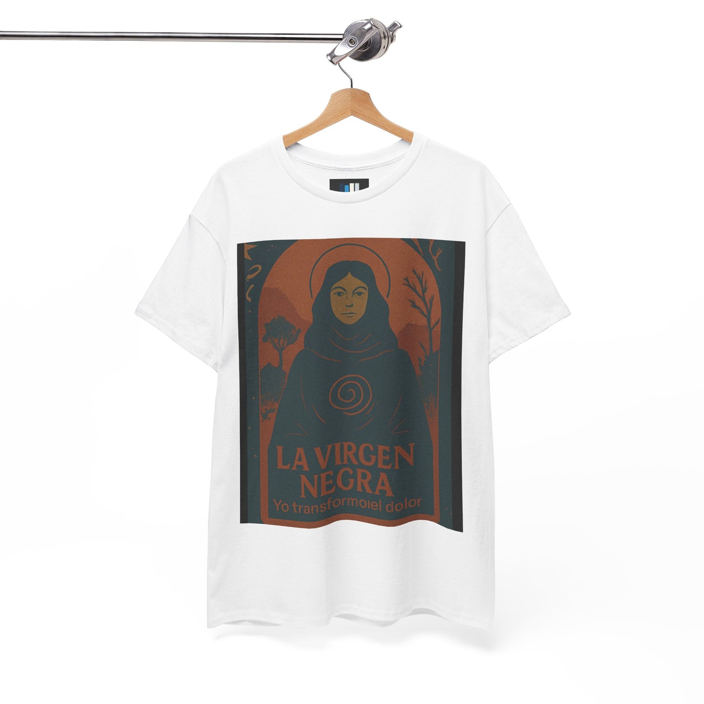 The Black Virgin, Spiritual Oracle Phrase – Mystical Fashion 2025- Unisex Heavy Cotton Tee, Spiritual T-Shirt, Gift for Her, Inspirational Tee, Religious Apparel, Casual Wear