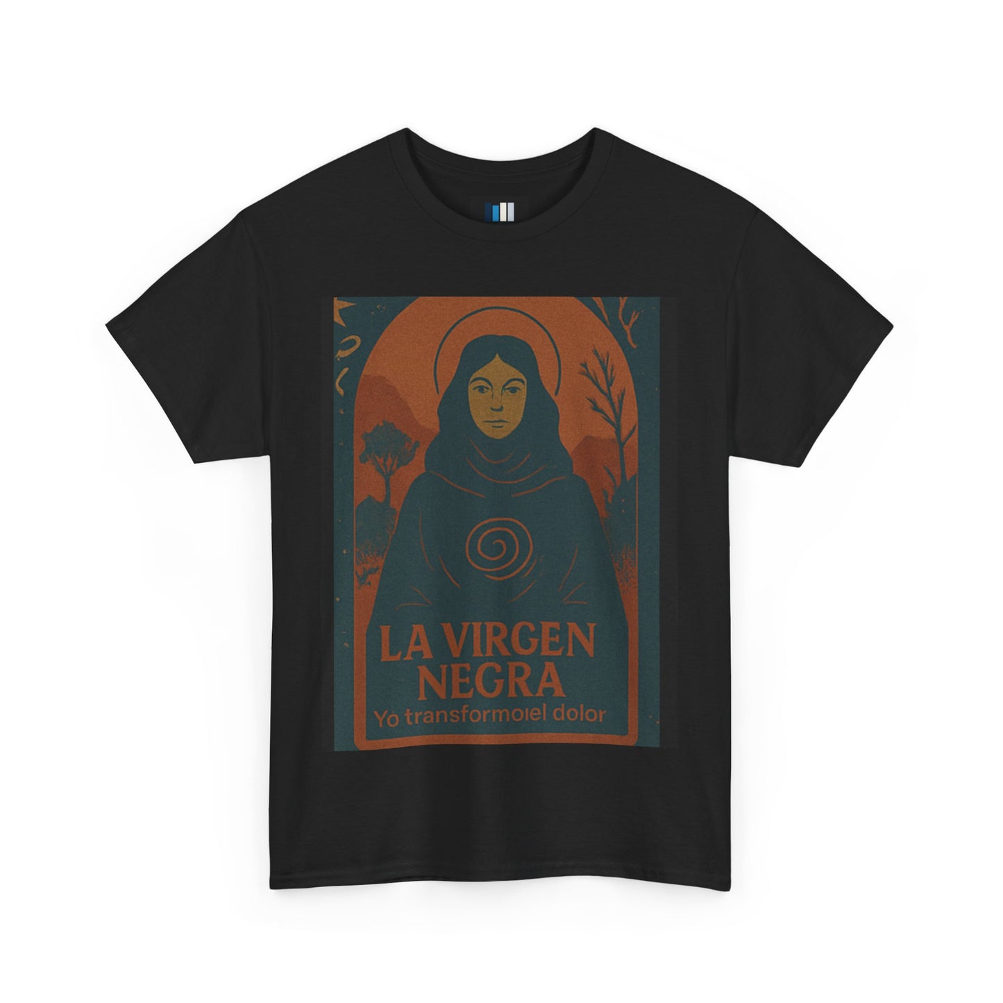 The Black Virgin, Spiritual Oracle Phrase – Mystical Fashion 2025- Unisex Heavy Cotton Tee, Spiritual T-Shirt, Gift for Her, Inspirational Tee, Religious Apparel, Casual Wear