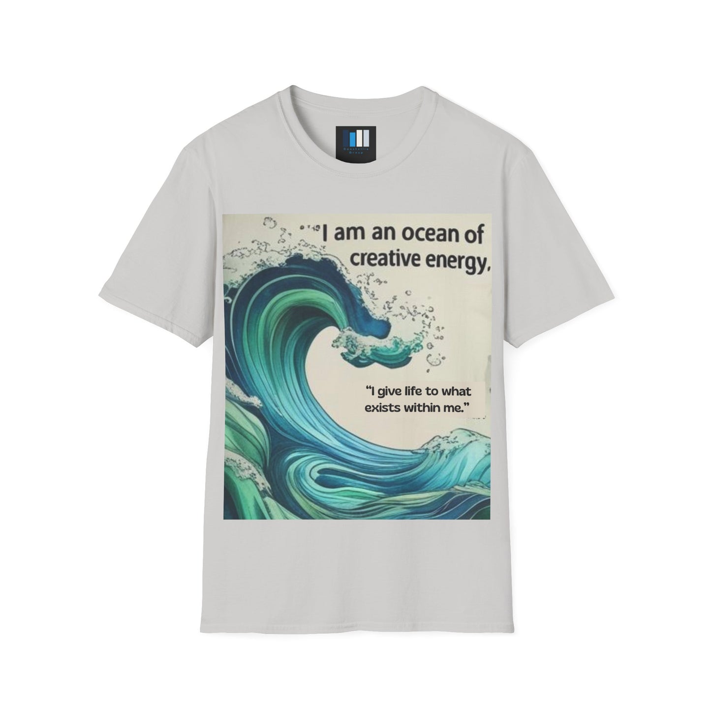 Camiseta energética mujer | Soy un océano de energía creativa | Ropa espiritual positiva Creative Energy Ocean Waves T-Shirt | Artistic Quote Tee | Inspirational Gift for Dreamers, Art Lovers, Relaxed Vibes, Beachwear
