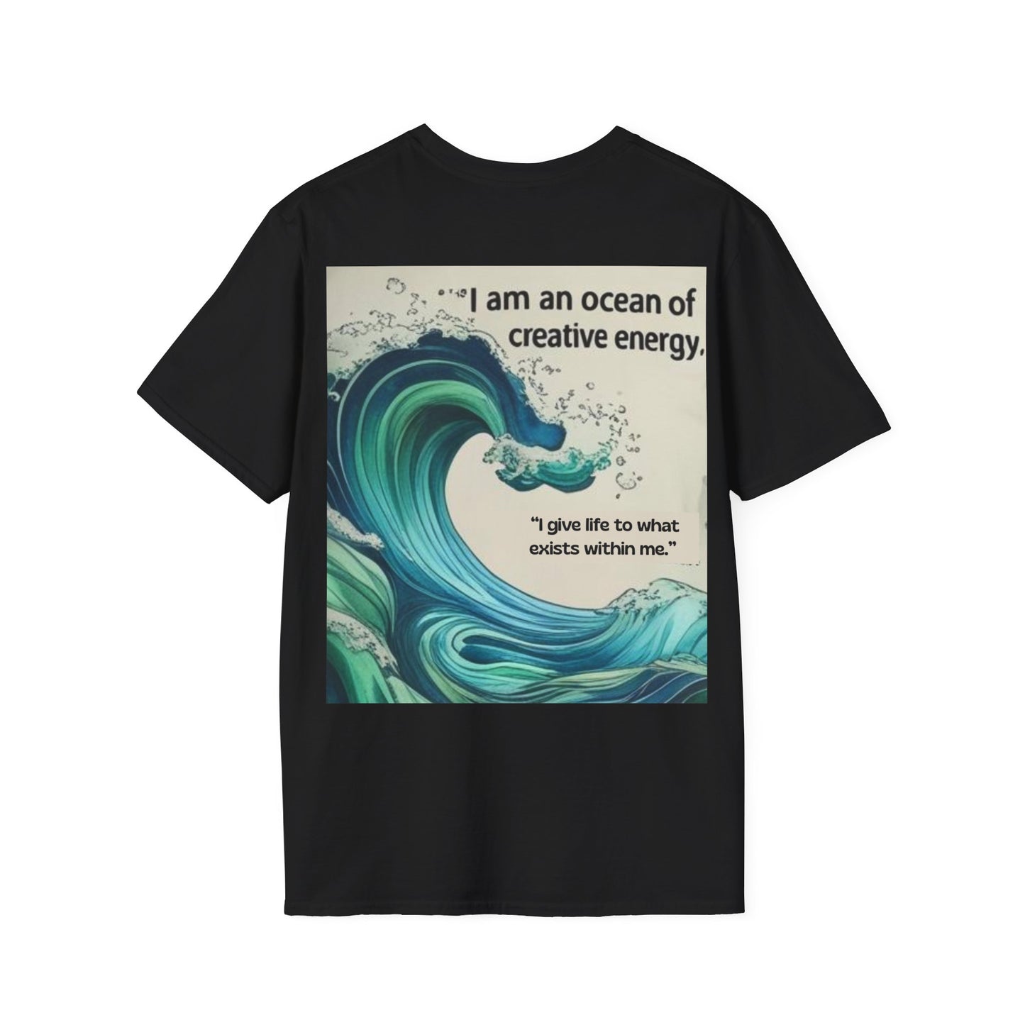 Camiseta energética mujer | Soy un océano de energía creativa | Ropa espiritual positiva Creative Energy Ocean Waves T-Shirt | Artistic Quote Tee | Inspirational Gift for Dreamers, Art Lovers, Relaxed Vibes, Beachwear