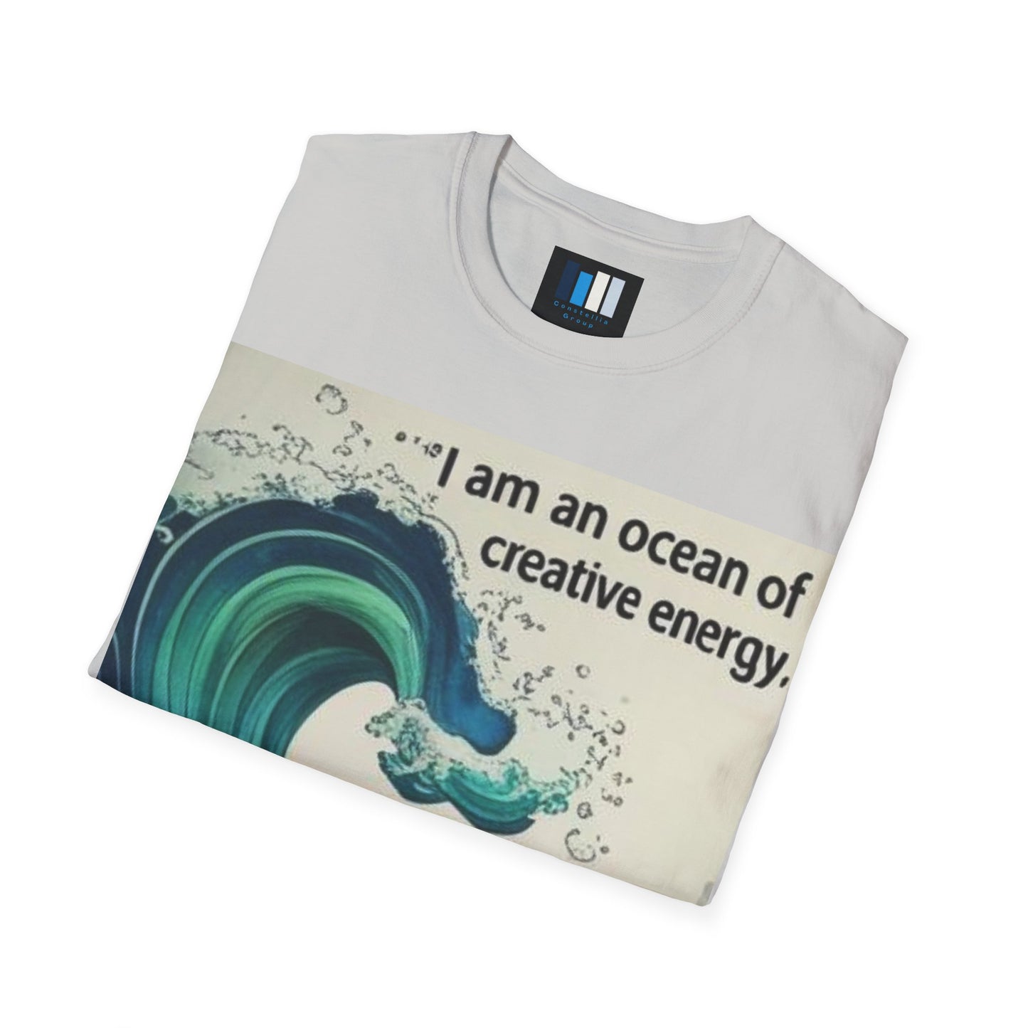 Camiseta energética mujer | Soy un océano de energía creativa | Ropa espiritual positiva Creative Energy Ocean Waves T-Shirt | Artistic Quote Tee | Inspirational Gift for Dreamers, Art Lovers, Relaxed Vibes, Beachwear