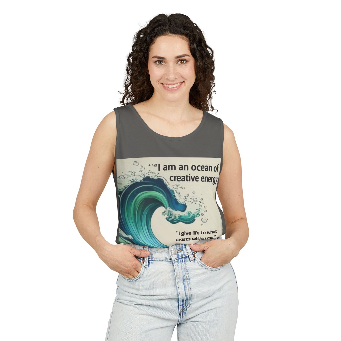 Camiseta energética mujer | Soy un océano de energía creativa | Ropa espiritual positiva Descripción:Ocean of Creative Energy Tank Top, Inspirational Gift, Summer Clothing, Artistic Apparel, Beachwear, Motivational Tank