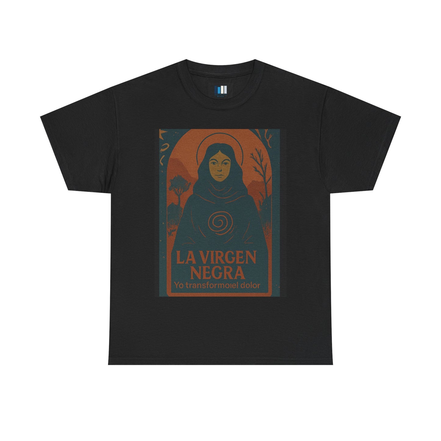 The Black Virgin, Spiritual Oracle Phrase – Mystical Fashion 2025- Unisex Heavy Cotton Tee, Spiritual T-Shirt, Gift for Her, Inspirational Tee, Religious Apparel, Casual Wear