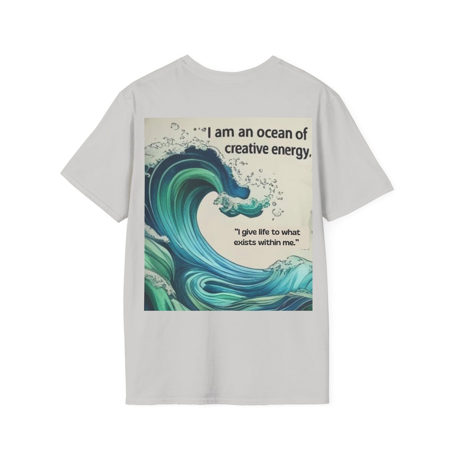 Camiseta energética mujer | Soy un océano de energía creativa | Ropa espiritual positiva Creative Energy Ocean Waves T-Shirt | Artistic Quote Tee | Inspirational Gift for Dreamers, Art Lovers, Relaxed Vibes, Beachwear