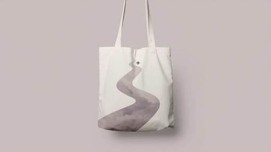 Abstract Swirl Tote Bag — Soft Earth Tone Art
