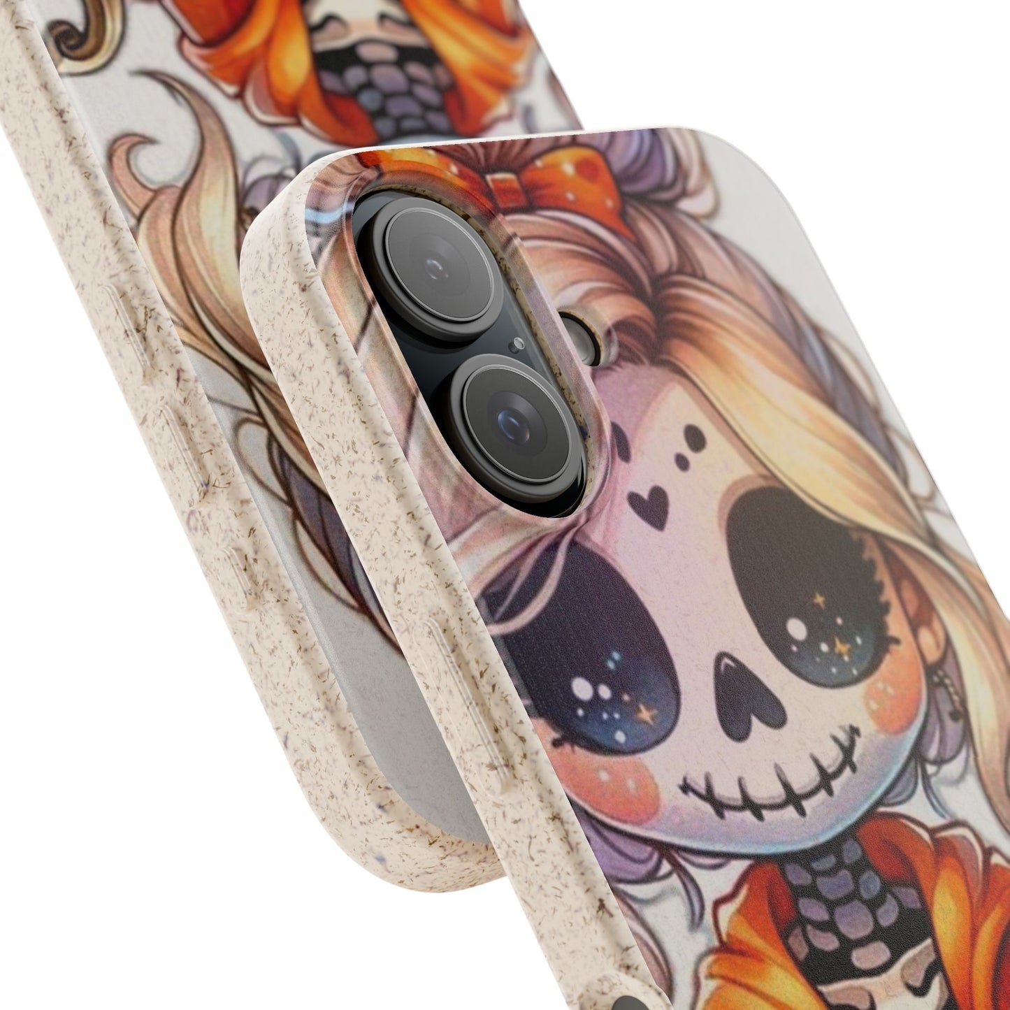 Halloween Biodegradable Phone Case, Cute Skeleton Girl, Eco-Friendly Cover for Fall, Gifts for Her, Sustainable Tech Accessory