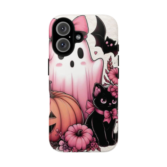 Halloween Phone Case, Spooky Ghost and Cat Design, Cute Cell Phone Cover, Fall Phone Accessory, Gifts for Halloween Lovers
