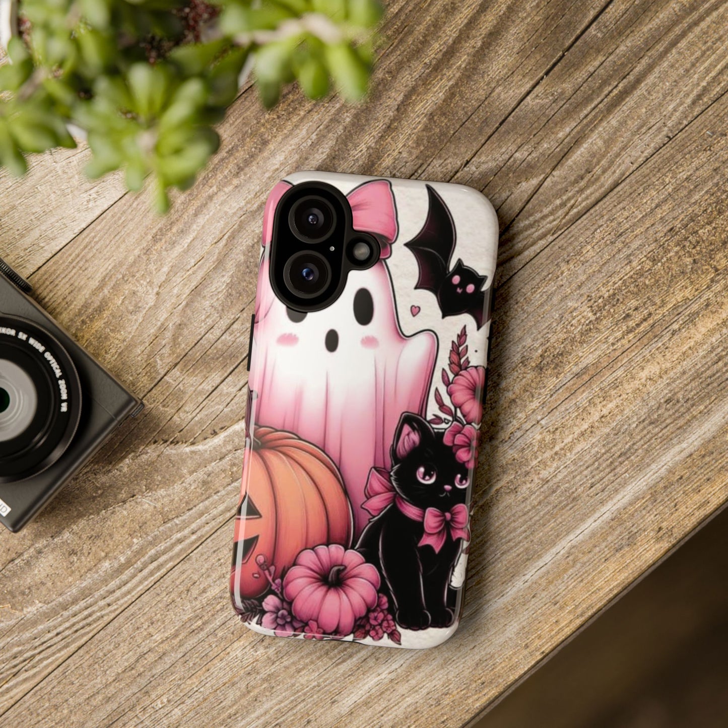 Halloween Phone Case, Spooky Ghost and Cat Design, Cute Cell Phone Cover, Fall Phone Accessory, Gifts for Halloween Lovers