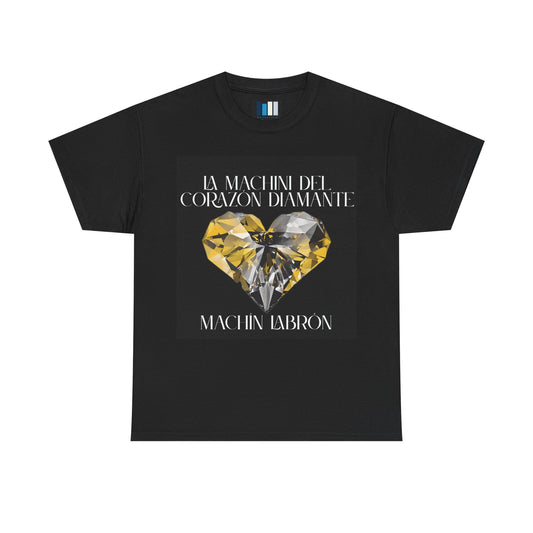 Machin Labrón T-shirt – Spiritual oracle phrase – Mystical fashion 2025/Diamante Heart Graphic Tee, Unisex Cotton T-Shirt, Gift for Music Lovers, Inspirational Quote Shirt, Casual Wear