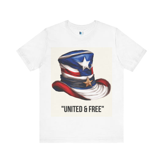 Patriotic Graphic Tee - 'United & Free' Unisex Jersey Shirt, Perfect for July 4th, Casual Wear, Gift for Freedom Lovers, USA Spirit - Constellia Group