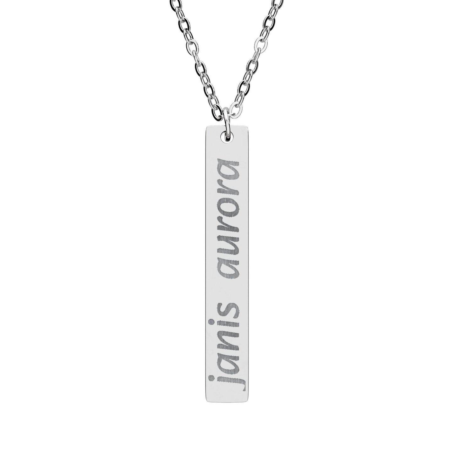 Engraved Vertical Bar Necklace — Personalized Name Pendant