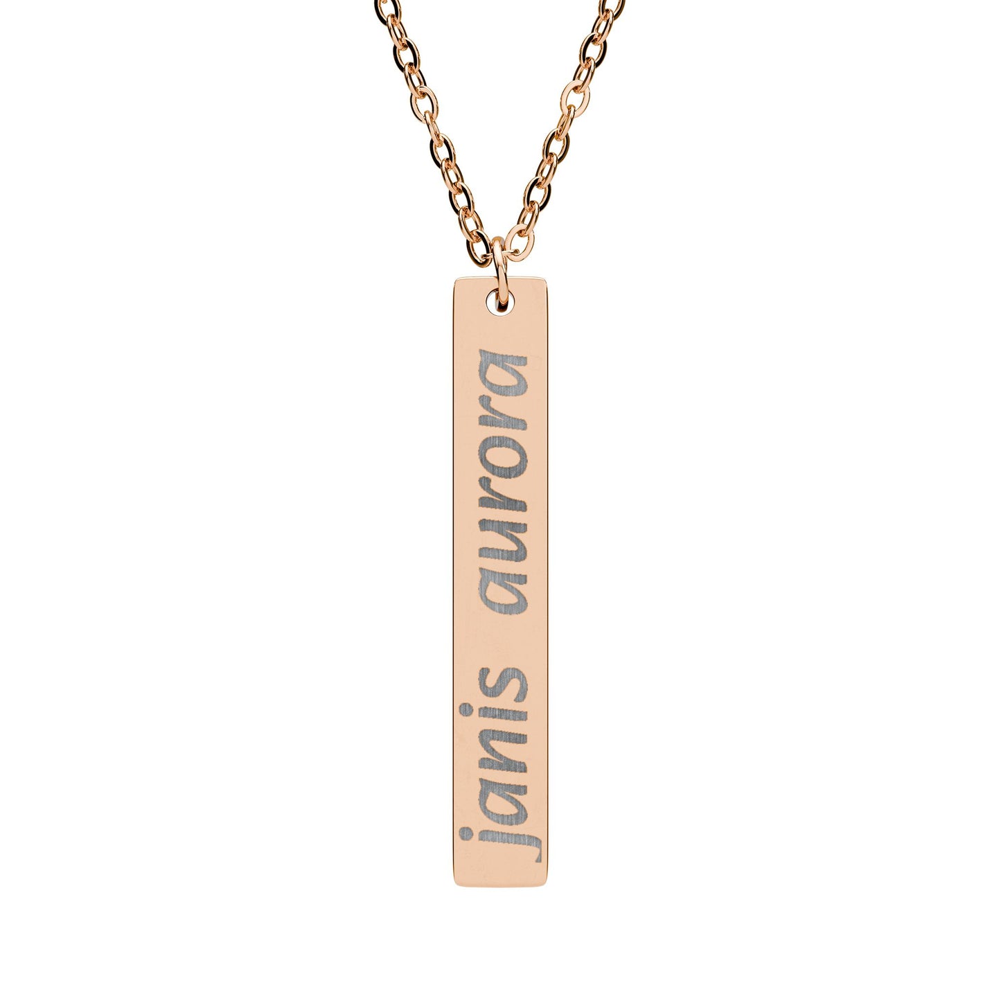 Engraved Vertical Bar Necklace — Personalized Name Pendant