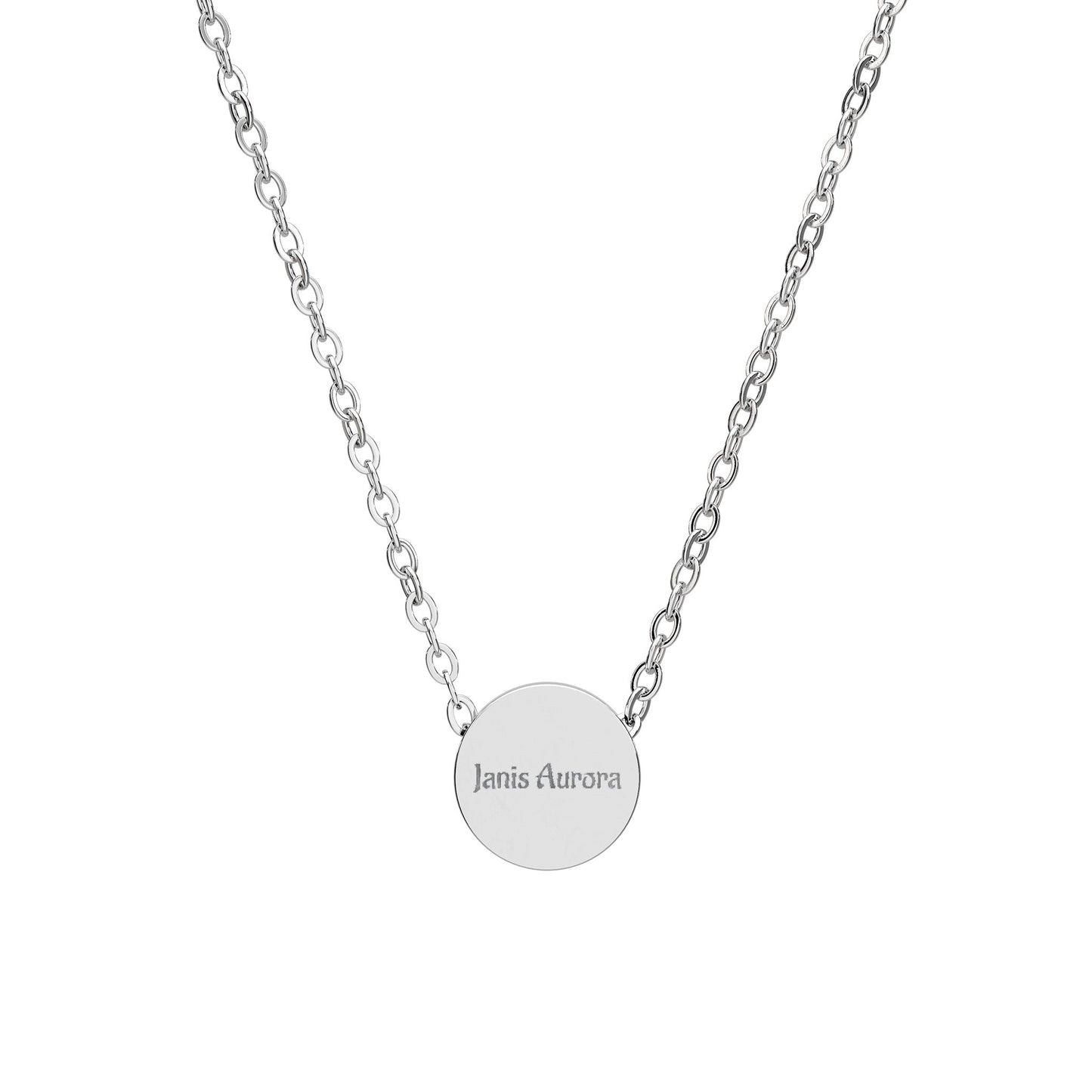 Mini Engraved Circle Necklace — Personalized Name Pendant