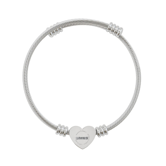 Engravable Heart Cuff Bracelet — Personalized Stainless Steel Bangle (Silver or Gold)