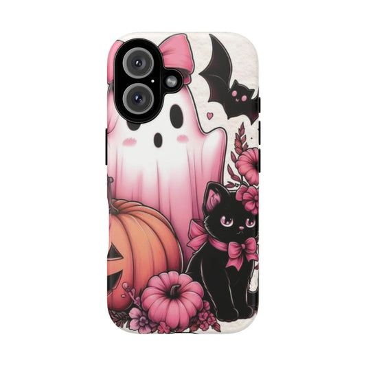 Halloween Phone Case, Spooky Ghost and Cat Design, Cute Cell Phone Cover, Fall Phone Accessory, Gifts for Halloween Lovers