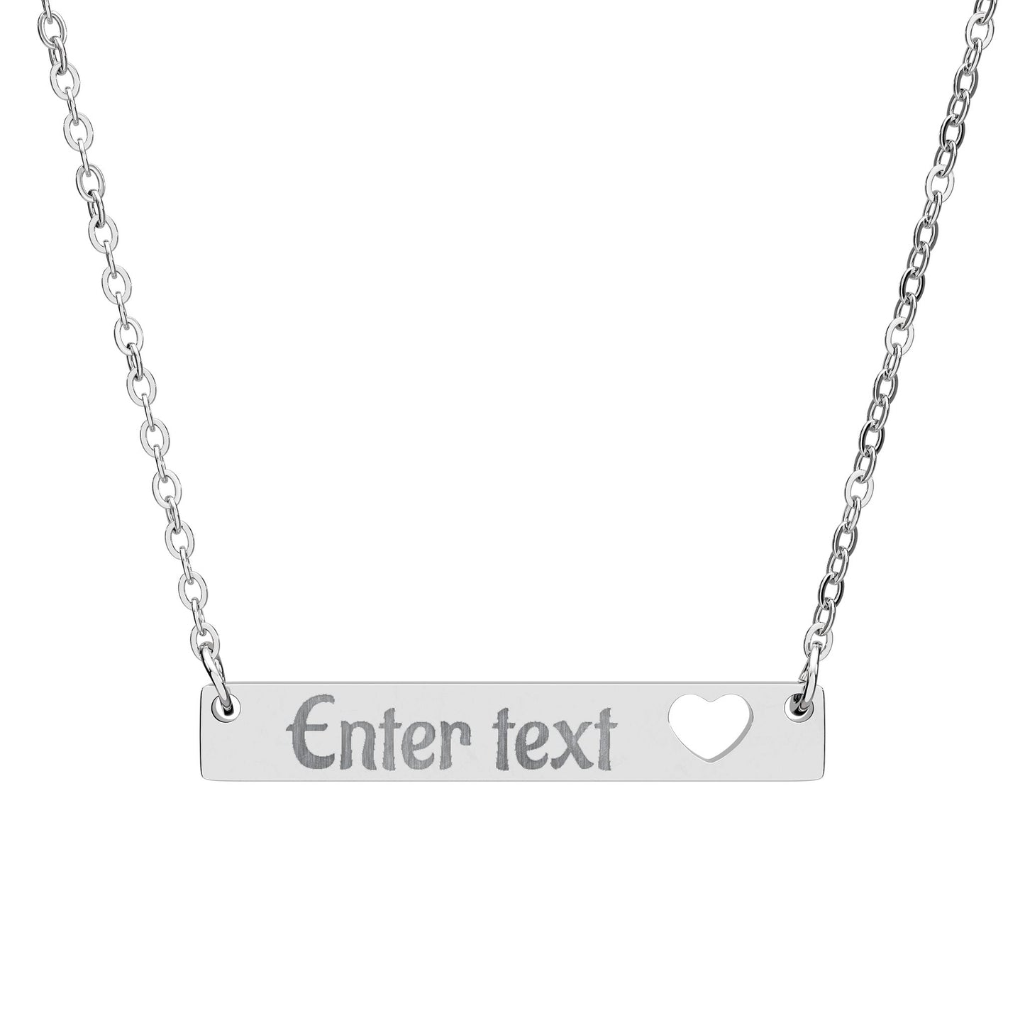 Personalized Cutout Heart Bar Necklace – Engraved Name or Message