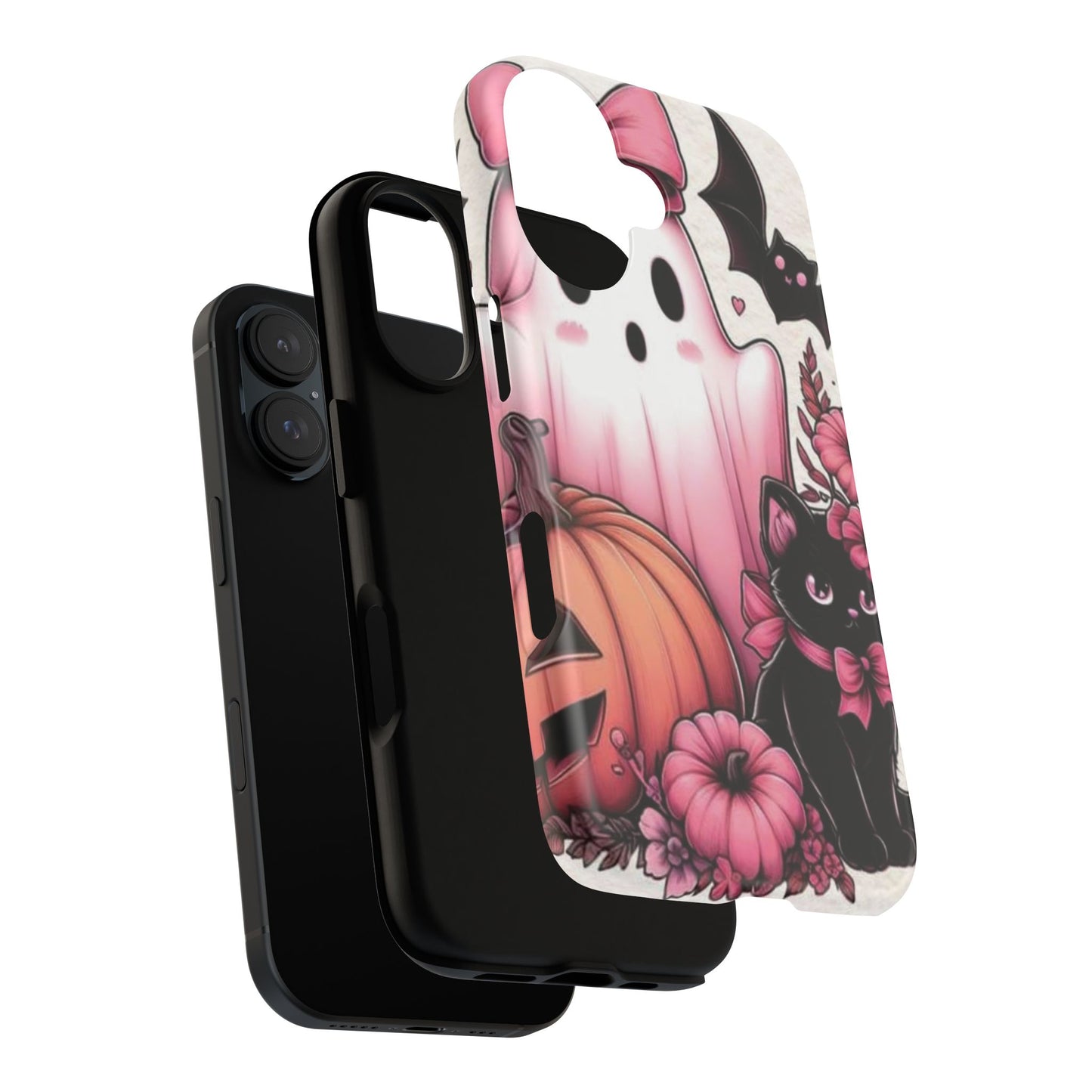 Halloween Phone Case, Spooky Ghost and Cat Design, Cute Cell Phone Cover, Fall Phone Accessory, Gifts for Halloween Lovers