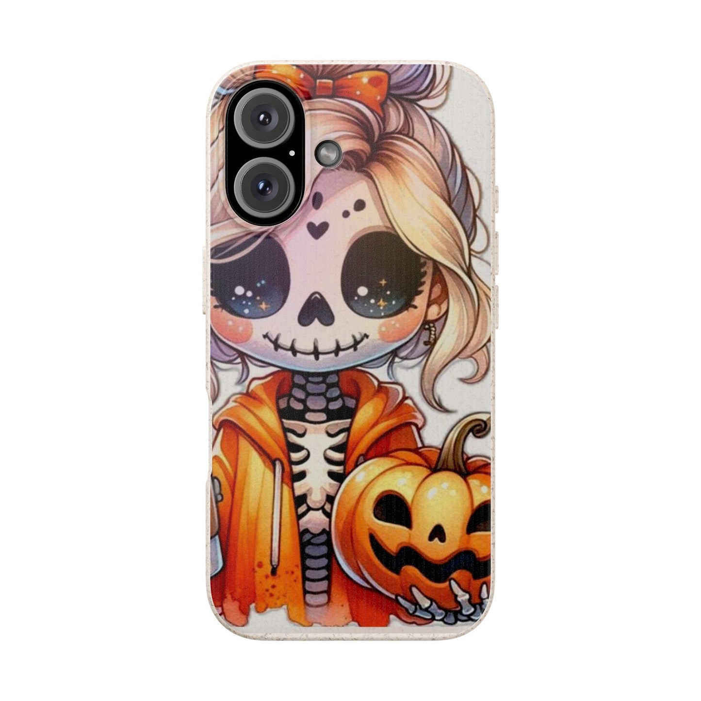 Halloween Biodegradable Phone Case, Cute Skeleton Girl, Eco-Friendly Cover for Fall, Gifts for Her, Sustainable Tech Accessory