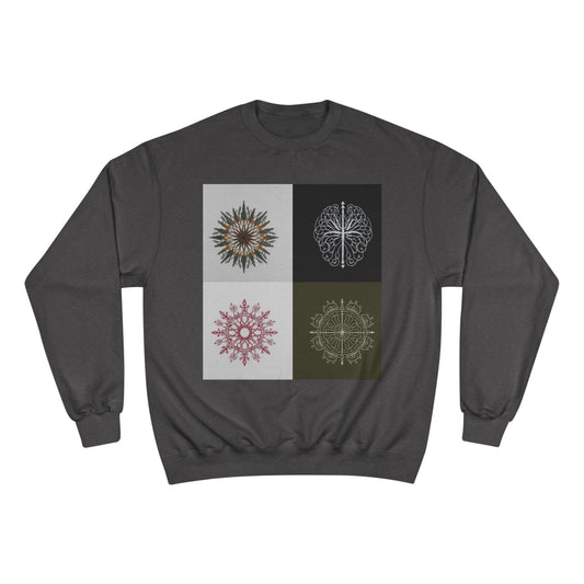 Mandala Grid Champion Sweatshirt – Boho Floral Sunburst Crewneck