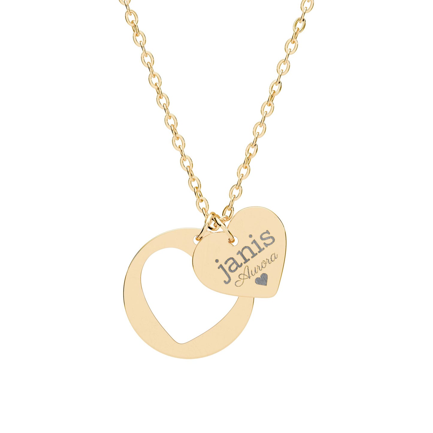 Engravable Heart Cutout Necklace — Personalized Name Heart Pendant (Silver & Rose Gold)