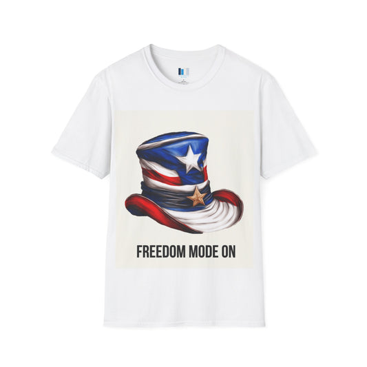 Freedom Mode On Unisex Softstyle T-Shirt - Patriotic Tee for Independence Day, Summer BBQs, Casual Wear, Gifts for Freedom Lovers - Constellia Group