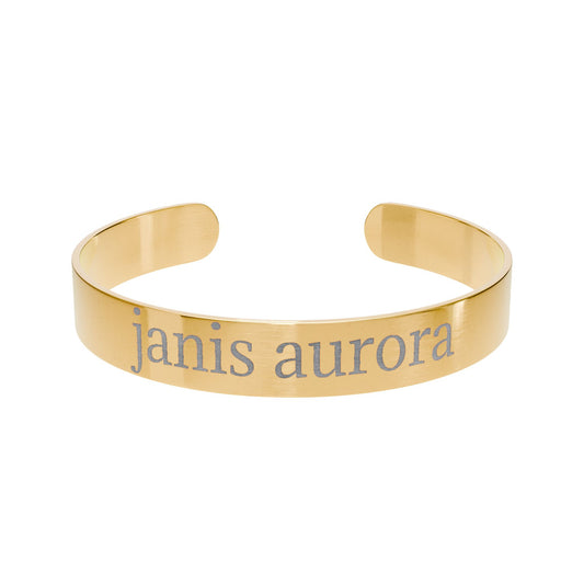 Personalized Engraved Cuff Bracelet — Custom Name Rose Gold Metal