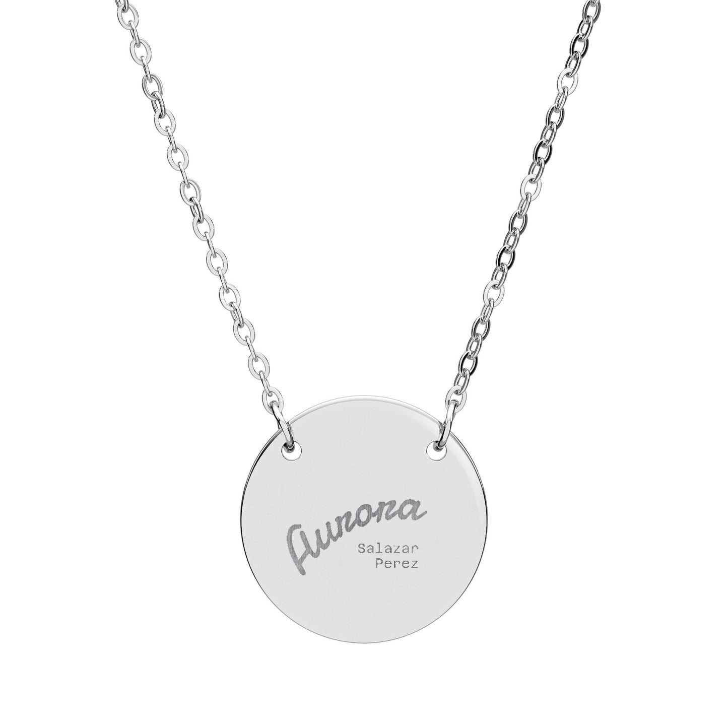 Engraved Circle Necklace — Personalized Script Name Pendant