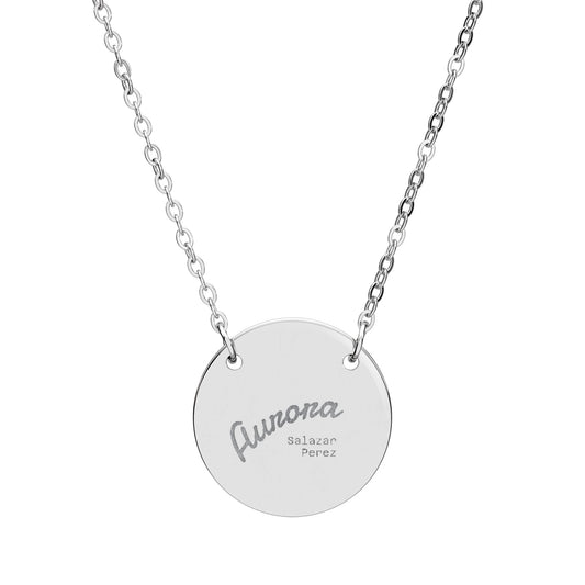 Engraved Circle Necklace — Personalized Script Name Pendant
