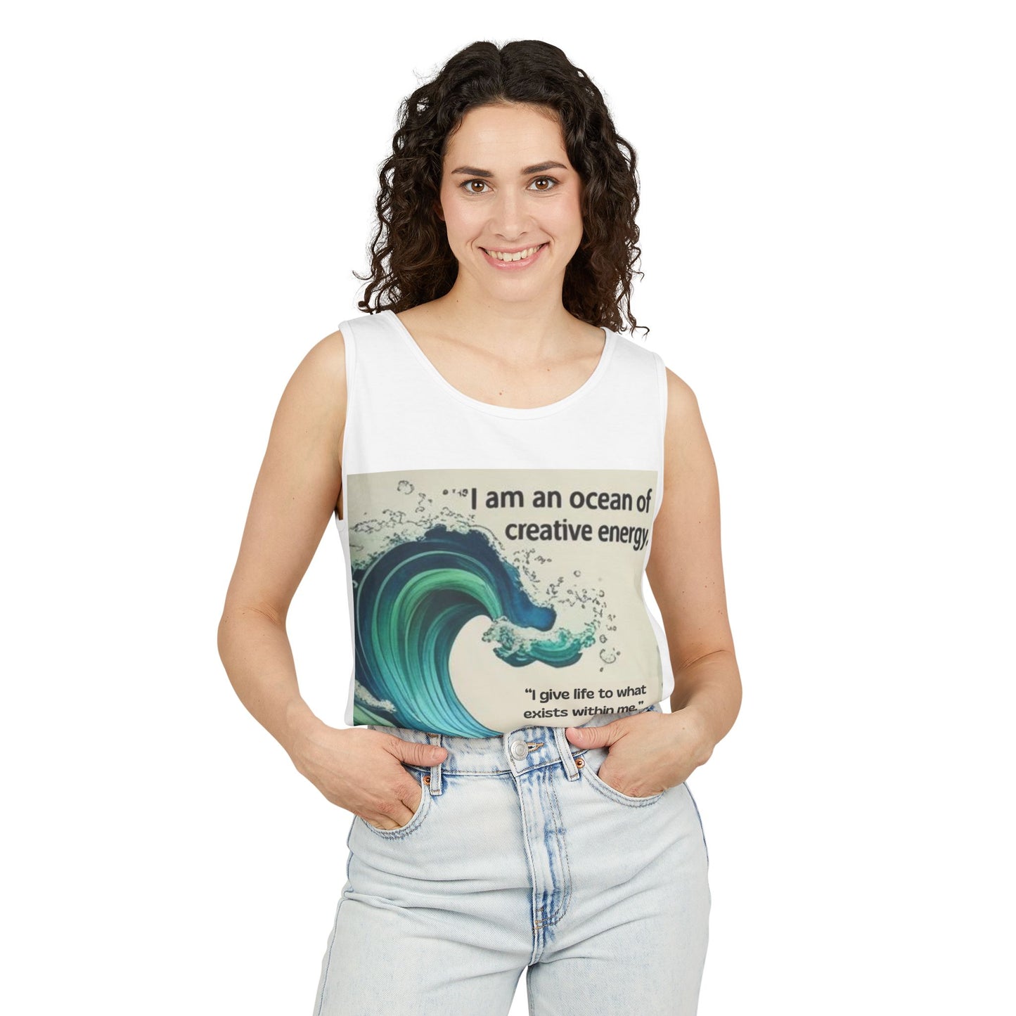 Camiseta energética mujer | Soy un océano de energía creativa | Ropa espiritual positiva  Descripción:Ocean of Creative Energy Tank Top, Inspirational Gift, Summer Clothing, Artistic Apparel, Beachwear, Motivational Tank