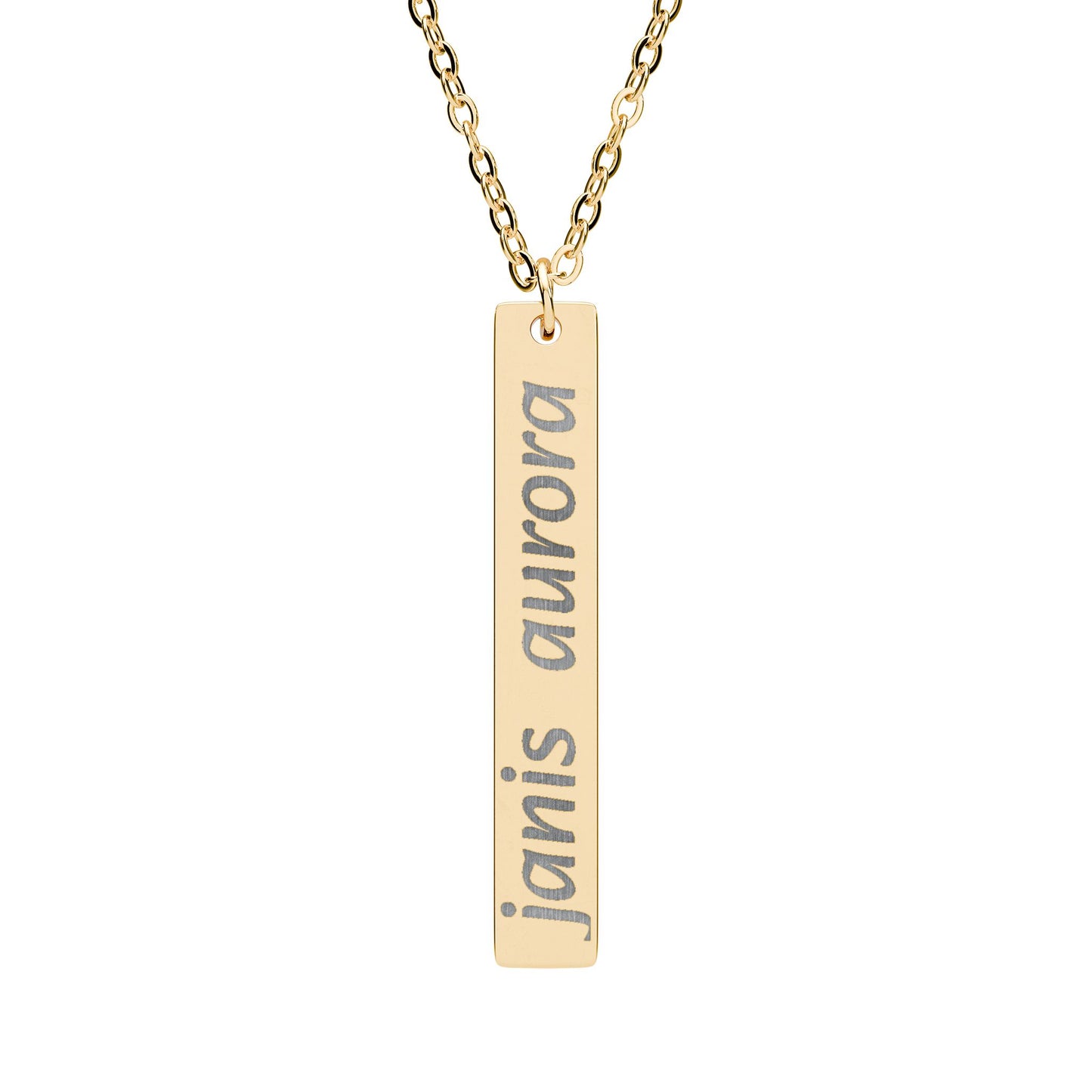 Engraved Vertical Bar Necklace — Personalized Name Pendant