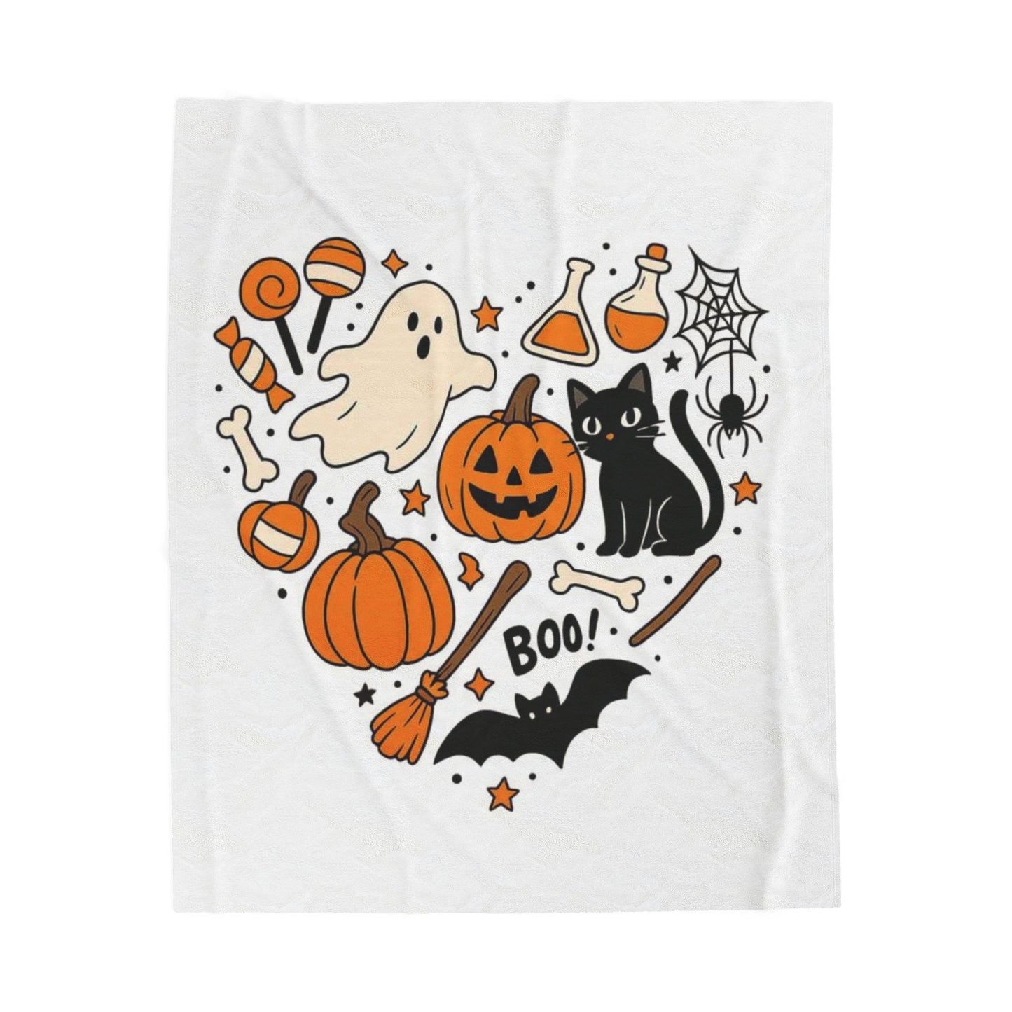 Cozy Halloween Plush Blanket, Soft Throw for Spooky Season, Fall Décor, Pumpkin and Ghost Design, Perfect for Gift Giving