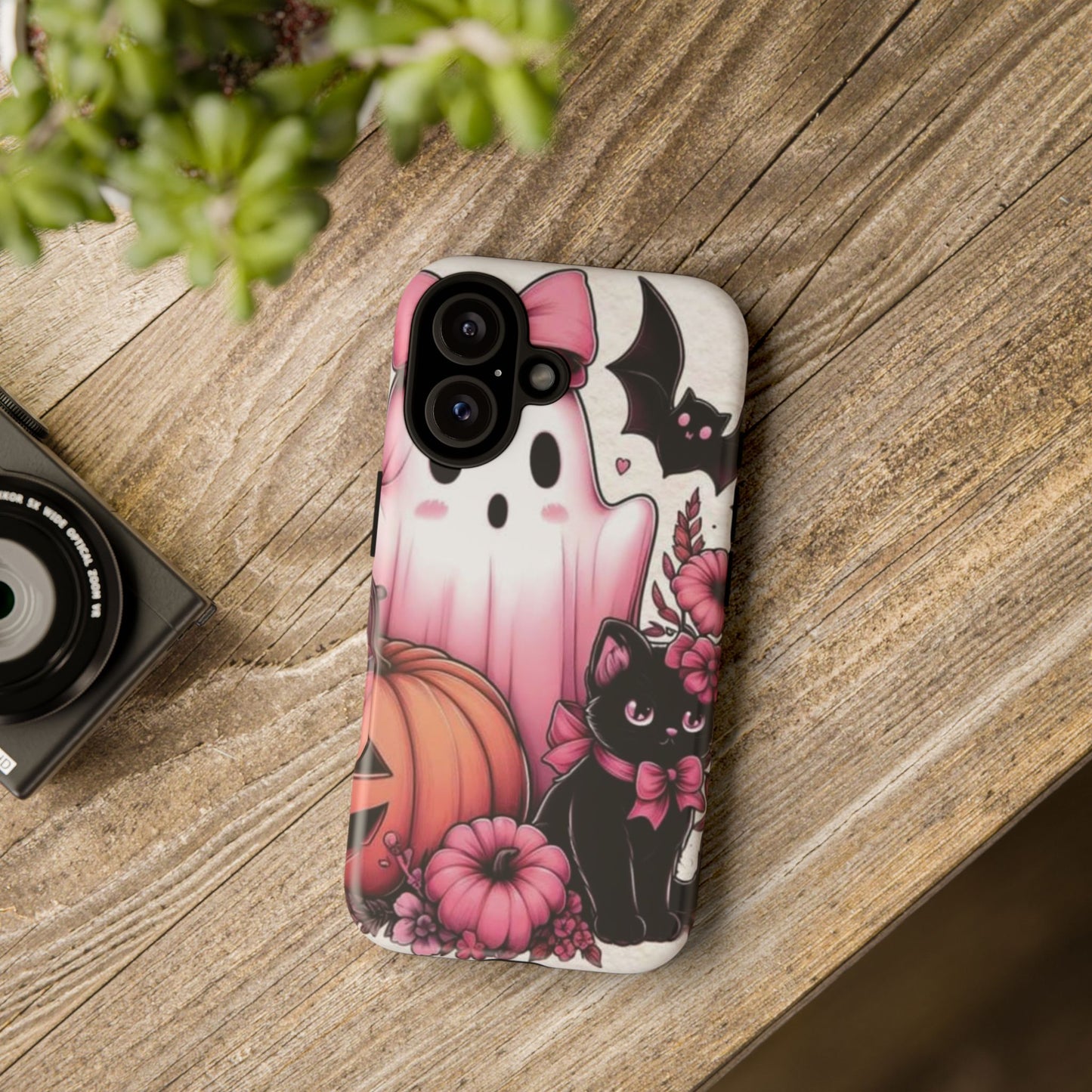 Halloween Phone Case, Spooky Ghost and Cat Design, Cute Cell Phone Cover, Fall Phone Accessory, Gifts for Halloween Lovers