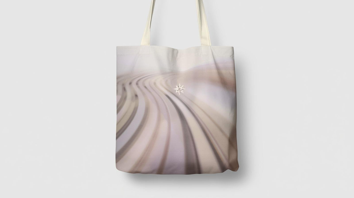 Abstract Swirl Tote Bag — Soft Earth Tone Art Print AOP