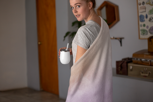 Pastel Moon Velveteen Plush Blanket — Soft Lavender Marble Celestial Throw